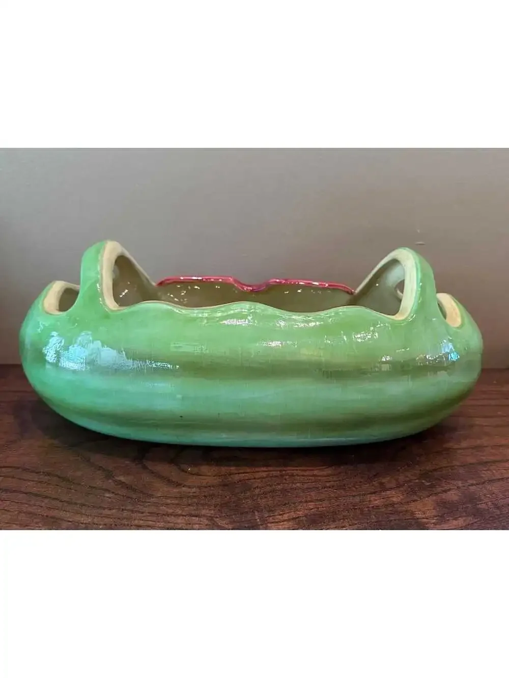 Ceramic Watermelon-Shaped Bowl with Handles